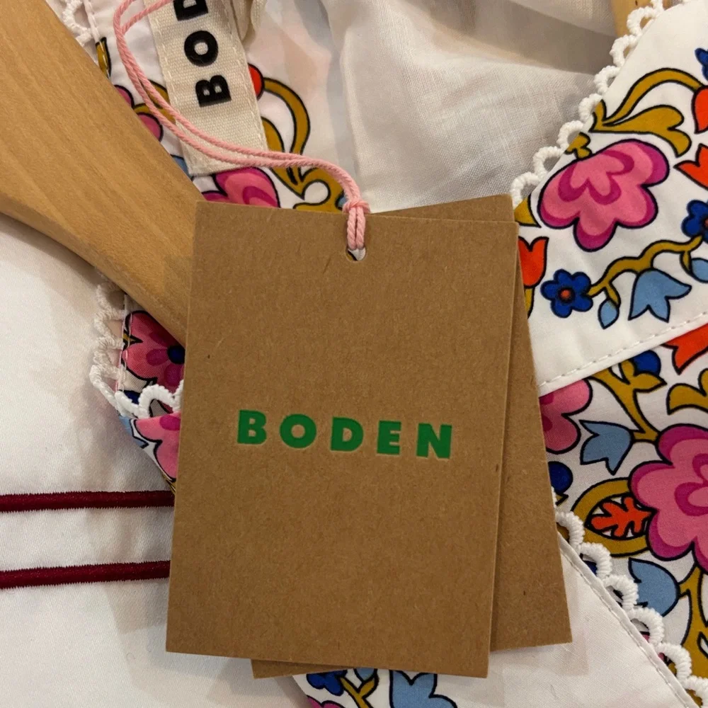 Boden White Maxi Dress with Pink Floral Print - Picture 2 of 2